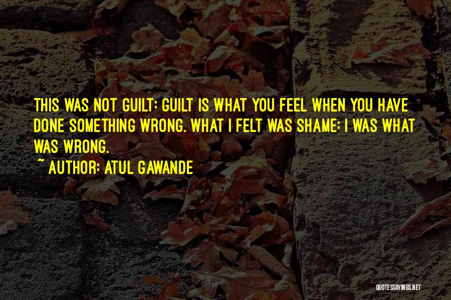 Atul Gawande Quotes: This Was Not Guilt: Guilt Is What You Feel When You Have Done Something Wrong. What I Felt Was Shame: