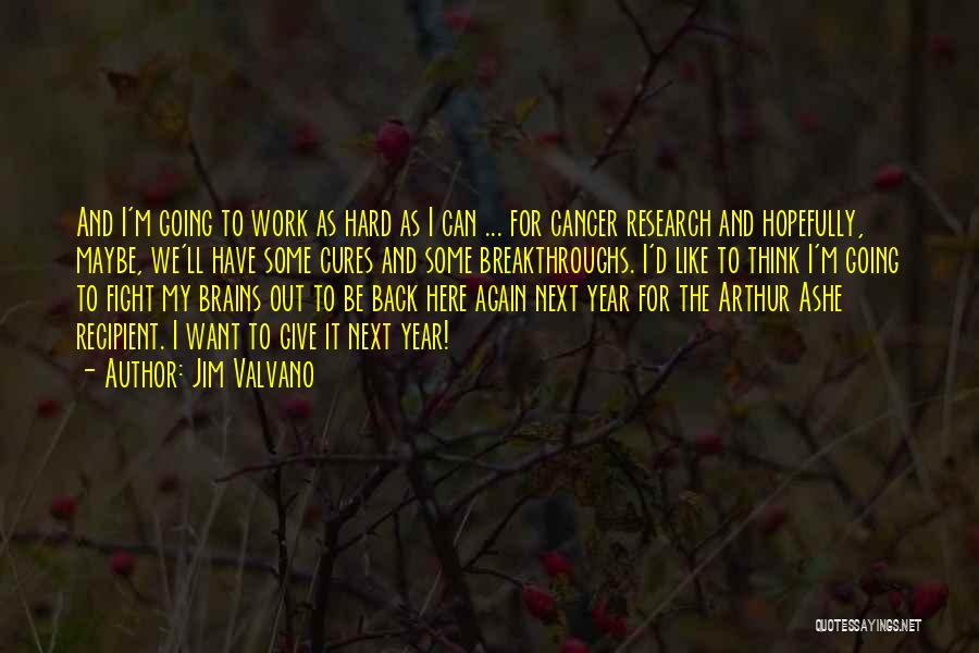 Jim Valvano Quotes: And I'm Going To Work As Hard As I Can ... For Cancer Research And Hopefully, Maybe, We'll Have Some