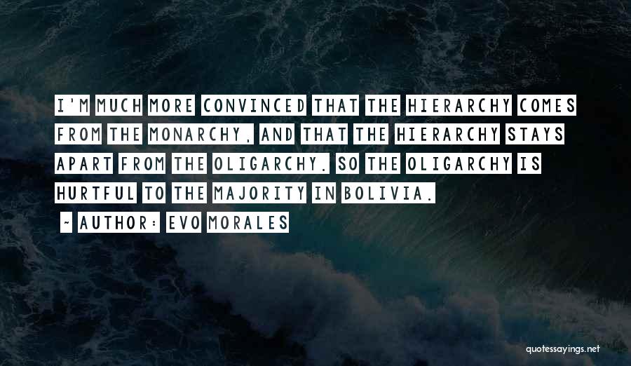 Evo Morales Quotes: I'm Much More Convinced That The Hierarchy Comes From The Monarchy, And That The Hierarchy Stays Apart From The Oligarchy.