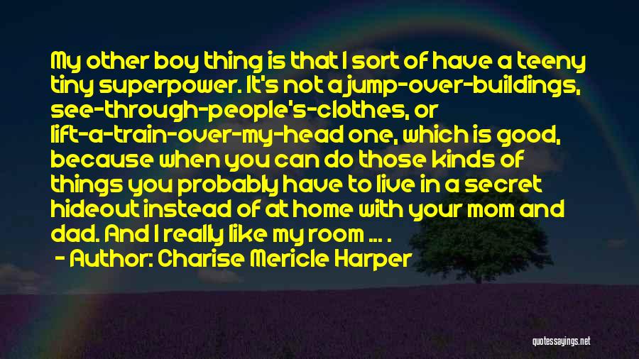 Charise Mericle Harper Quotes: My Other Boy Thing Is That I Sort Of Have A Teeny Tiny Superpower. It's Not A Jump-over-buildings, See-through-people's-clothes, Or