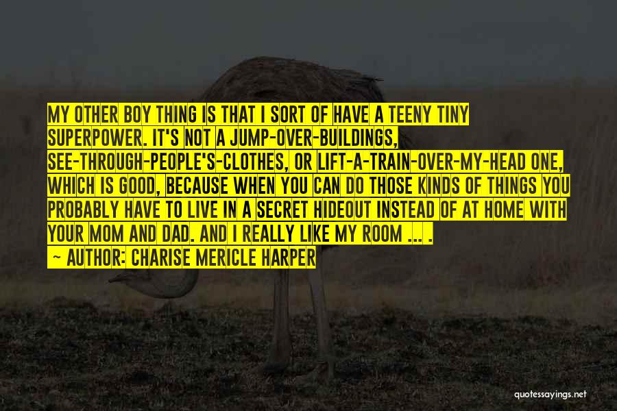 Charise Mericle Harper Quotes: My Other Boy Thing Is That I Sort Of Have A Teeny Tiny Superpower. It's Not A Jump-over-buildings, See-through-people's-clothes, Or