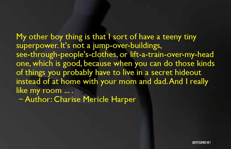 Charise Mericle Harper Quotes: My Other Boy Thing Is That I Sort Of Have A Teeny Tiny Superpower. It's Not A Jump-over-buildings, See-through-people's-clothes, Or