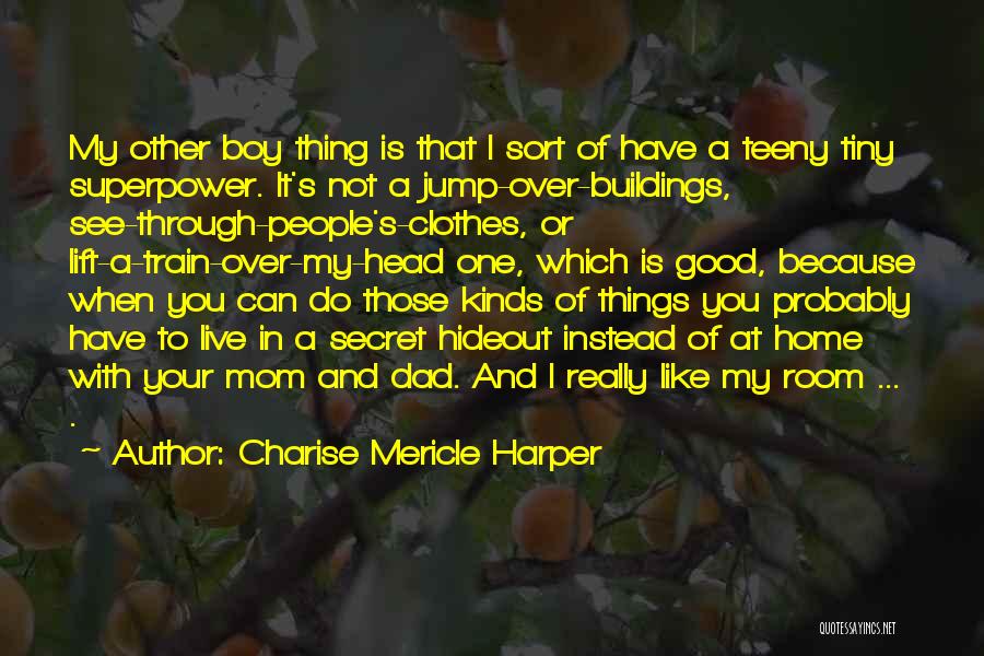 Charise Mericle Harper Quotes: My Other Boy Thing Is That I Sort Of Have A Teeny Tiny Superpower. It's Not A Jump-over-buildings, See-through-people's-clothes, Or