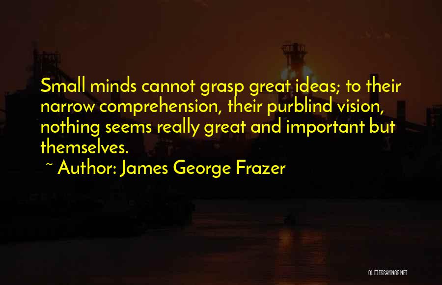 James George Frazer Quotes: Small Minds Cannot Grasp Great Ideas; To Their Narrow Comprehension, Their Purblind Vision, Nothing Seems Really Great And Important But