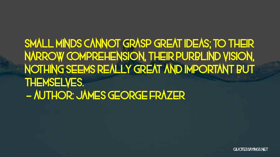 James George Frazer Quotes: Small Minds Cannot Grasp Great Ideas; To Their Narrow Comprehension, Their Purblind Vision, Nothing Seems Really Great And Important But