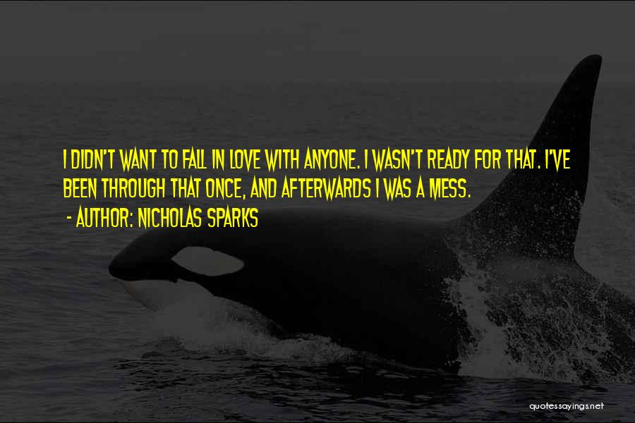 Nicholas Sparks Quotes: I Didn't Want To Fall In Love With Anyone. I Wasn't Ready For That. I've Been Through That Once, And