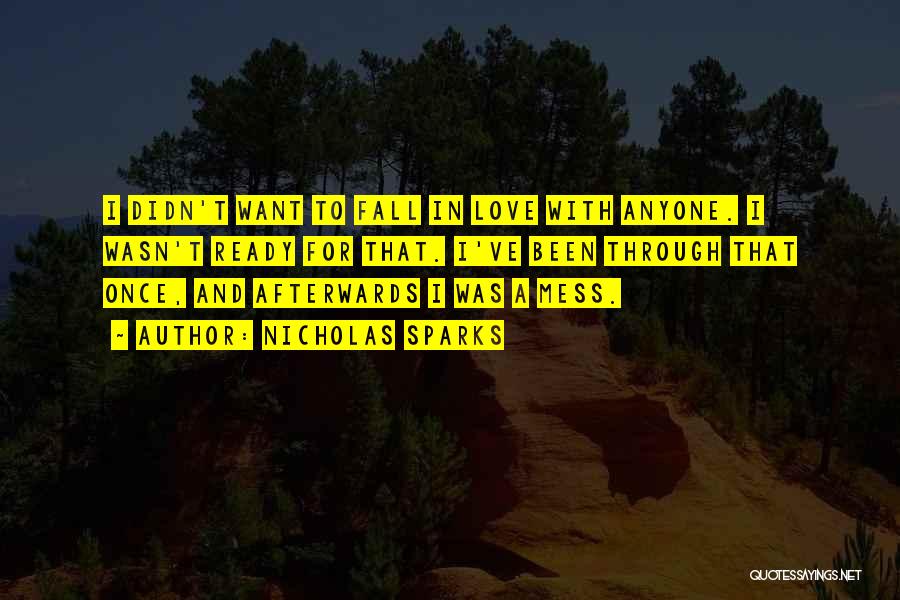 Nicholas Sparks Quotes: I Didn't Want To Fall In Love With Anyone. I Wasn't Ready For That. I've Been Through That Once, And