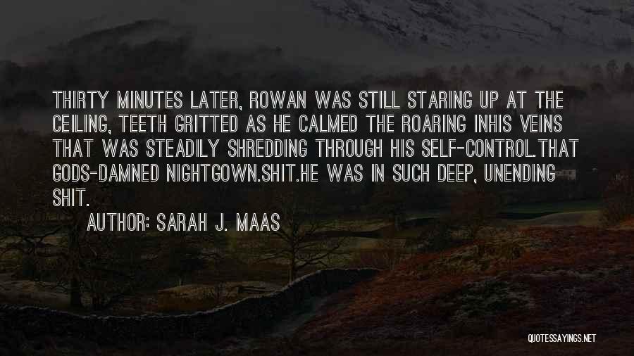 Sarah J. Maas Quotes: Thirty Minutes Later, Rowan Was Still Staring Up At The Ceiling, Teeth Gritted As He Calmed The Roaring Inhis Veins