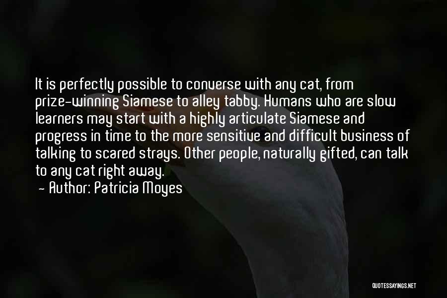 Patricia Moyes Quotes: It Is Perfectly Possible To Converse With Any Cat, From Prize-winning Siamese To Alley Tabby. Humans Who Are Slow Learners