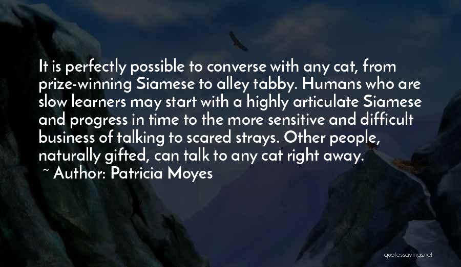 Patricia Moyes Quotes: It Is Perfectly Possible To Converse With Any Cat, From Prize-winning Siamese To Alley Tabby. Humans Who Are Slow Learners