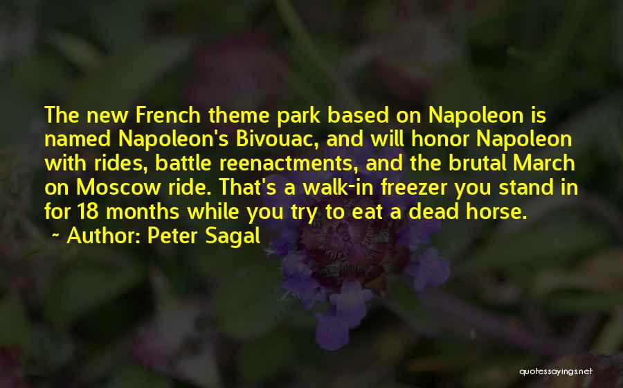 Peter Sagal Quotes: The New French Theme Park Based On Napoleon Is Named Napoleon's Bivouac, And Will Honor Napoleon With Rides, Battle Reenactments,