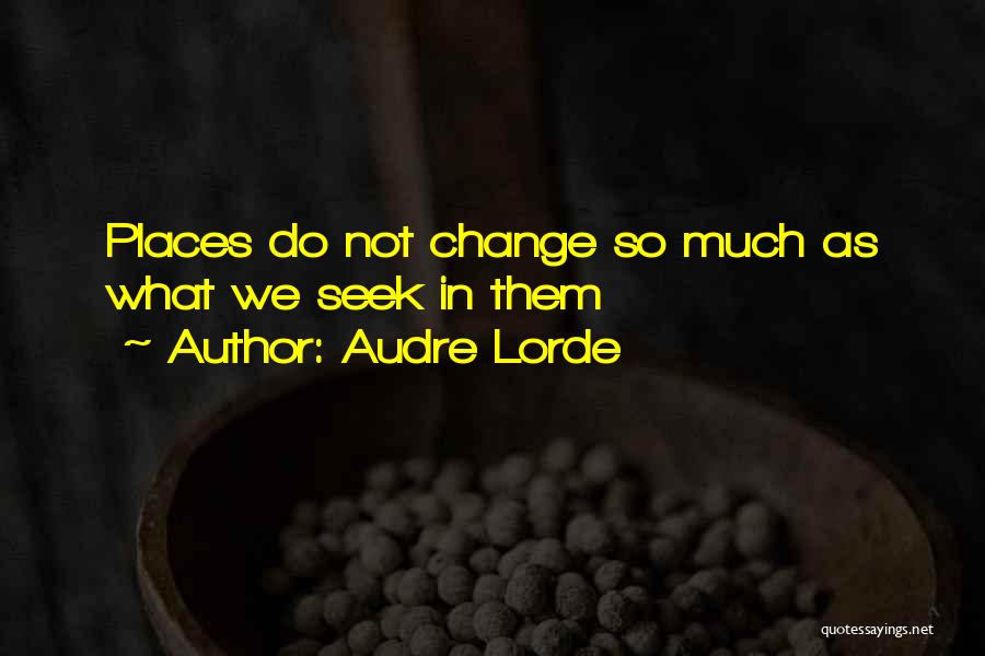Audre Lorde Quotes: Places Do Not Change So Much As What We Seek In Them