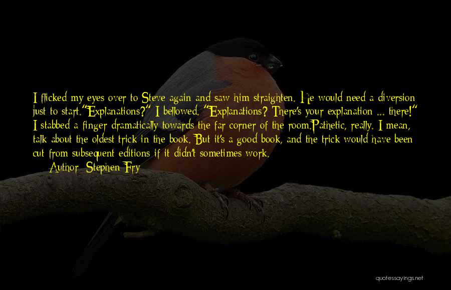 Stephen Fry Quotes: I Flicked My Eyes Over To Steve Again And Saw Him Straighten. He Would Need A Diversion Just To Start.explanations?