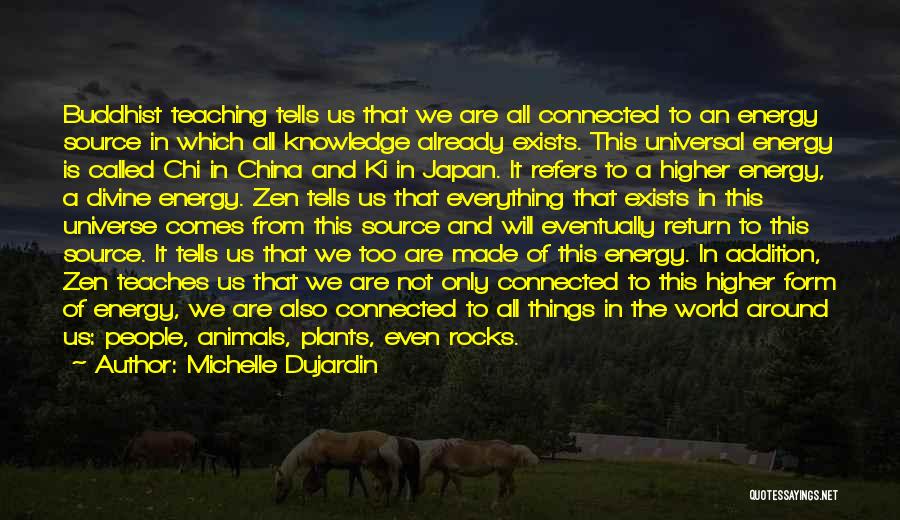 Michelle Dujardin Quotes: Buddhist Teaching Tells Us That We Are All Connected To An Energy Source In Which All Knowledge Already Exists. This