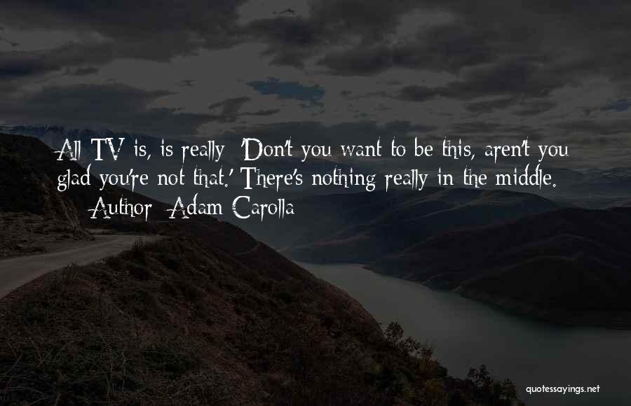 Adam Carolla Quotes: All Tv Is, Is Really: 'don't You Want To Be This, Aren't You Glad You're Not That.' There's Nothing Really