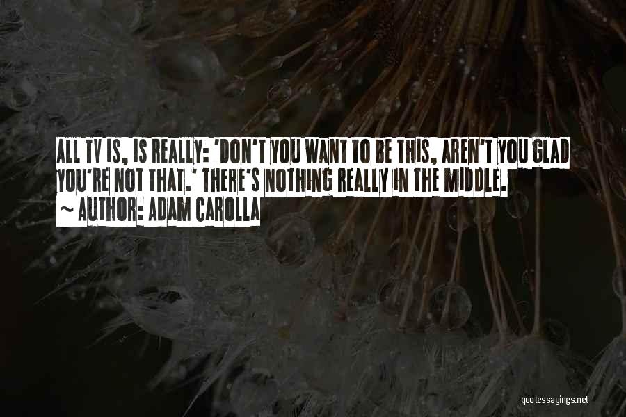 Adam Carolla Quotes: All Tv Is, Is Really: 'don't You Want To Be This, Aren't You Glad You're Not That.' There's Nothing Really