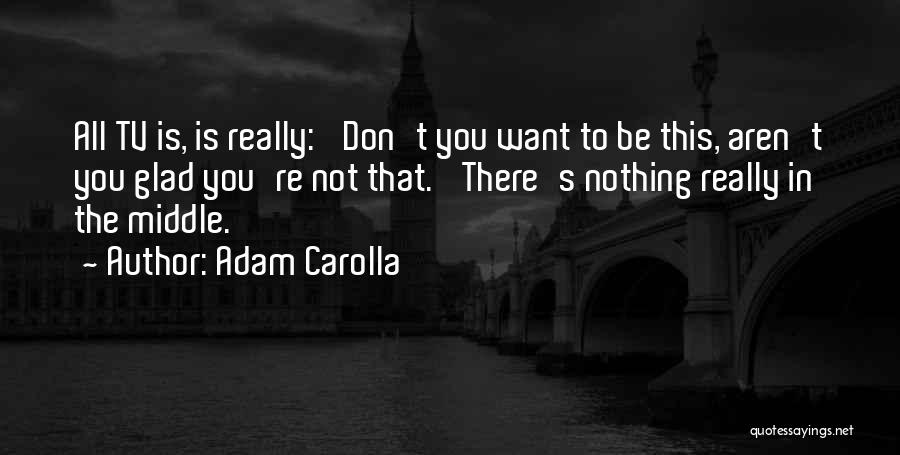 Adam Carolla Quotes: All Tv Is, Is Really: 'don't You Want To Be This, Aren't You Glad You're Not That.' There's Nothing Really