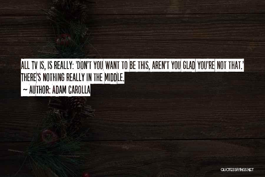 Adam Carolla Quotes: All Tv Is, Is Really: 'don't You Want To Be This, Aren't You Glad You're Not That.' There's Nothing Really