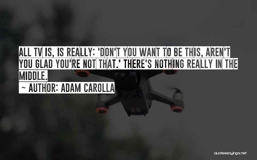 Adam Carolla Quotes: All Tv Is, Is Really: 'don't You Want To Be This, Aren't You Glad You're Not That.' There's Nothing Really