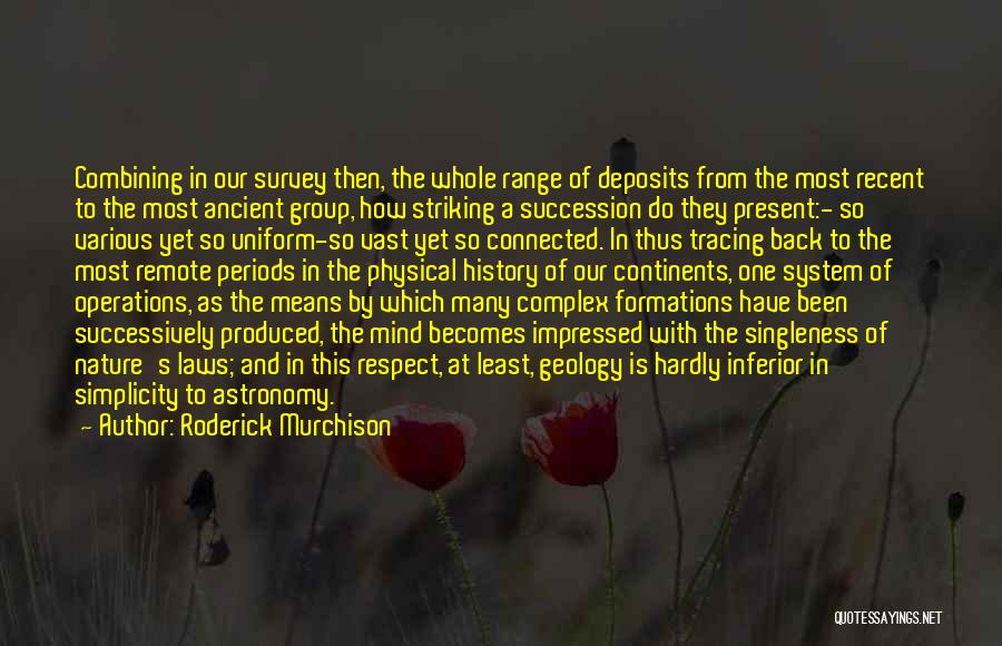 Roderick Murchison Quotes: Combining In Our Survey Then, The Whole Range Of Deposits From The Most Recent To The Most Ancient Group, How