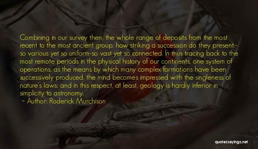 Roderick Murchison Quotes: Combining In Our Survey Then, The Whole Range Of Deposits From The Most Recent To The Most Ancient Group, How