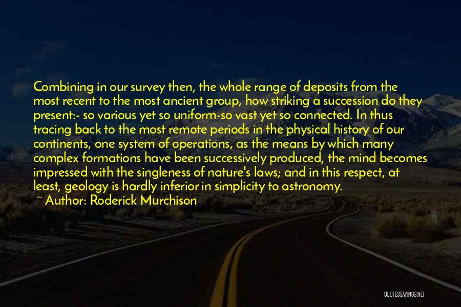 Roderick Murchison Quotes: Combining In Our Survey Then, The Whole Range Of Deposits From The Most Recent To The Most Ancient Group, How