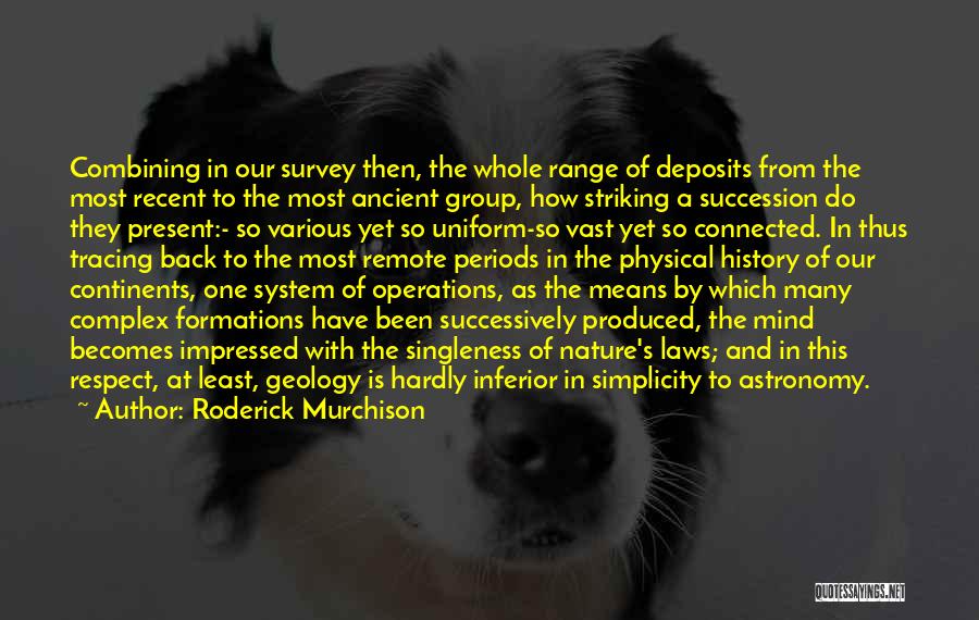 Roderick Murchison Quotes: Combining In Our Survey Then, The Whole Range Of Deposits From The Most Recent To The Most Ancient Group, How