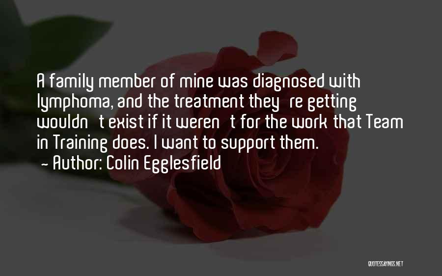 Colin Egglesfield Quotes: A Family Member Of Mine Was Diagnosed With Lymphoma, And The Treatment They're Getting Wouldn't Exist If It Weren't For