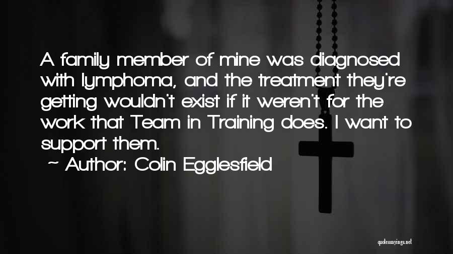 Colin Egglesfield Quotes: A Family Member Of Mine Was Diagnosed With Lymphoma, And The Treatment They're Getting Wouldn't Exist If It Weren't For