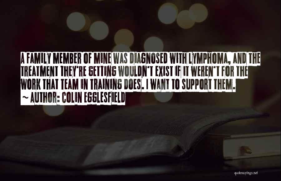 Colin Egglesfield Quotes: A Family Member Of Mine Was Diagnosed With Lymphoma, And The Treatment They're Getting Wouldn't Exist If It Weren't For