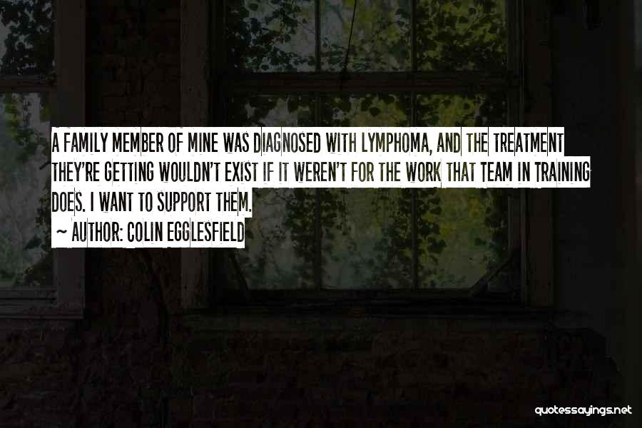 Colin Egglesfield Quotes: A Family Member Of Mine Was Diagnosed With Lymphoma, And The Treatment They're Getting Wouldn't Exist If It Weren't For