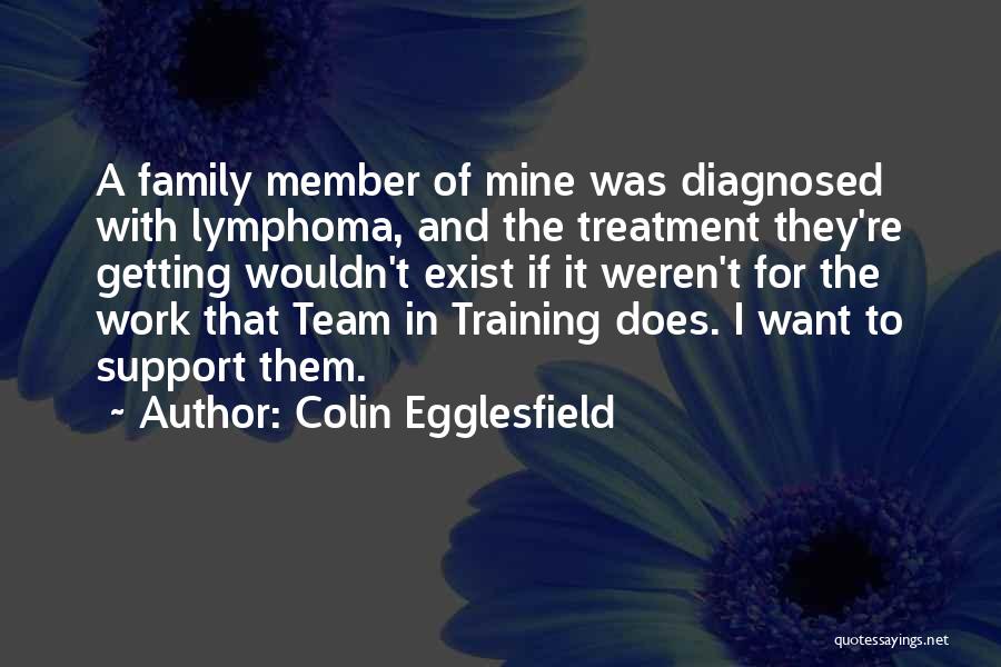 Colin Egglesfield Quotes: A Family Member Of Mine Was Diagnosed With Lymphoma, And The Treatment They're Getting Wouldn't Exist If It Weren't For