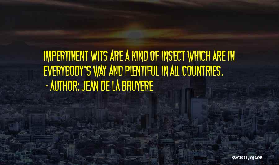 Jean De La Bruyere Quotes: Impertinent Wits Are A Kind Of Insect Which Are In Everybody's Way And Plentiful In All Countries.