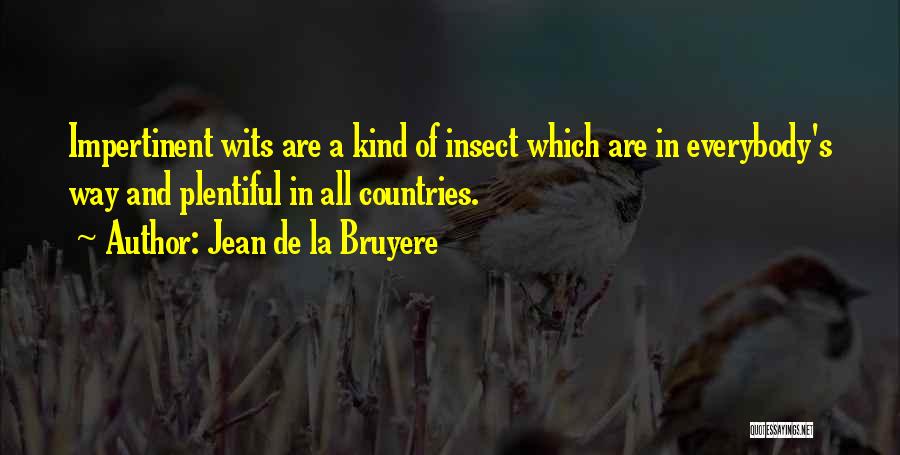 Jean De La Bruyere Quotes: Impertinent Wits Are A Kind Of Insect Which Are In Everybody's Way And Plentiful In All Countries.