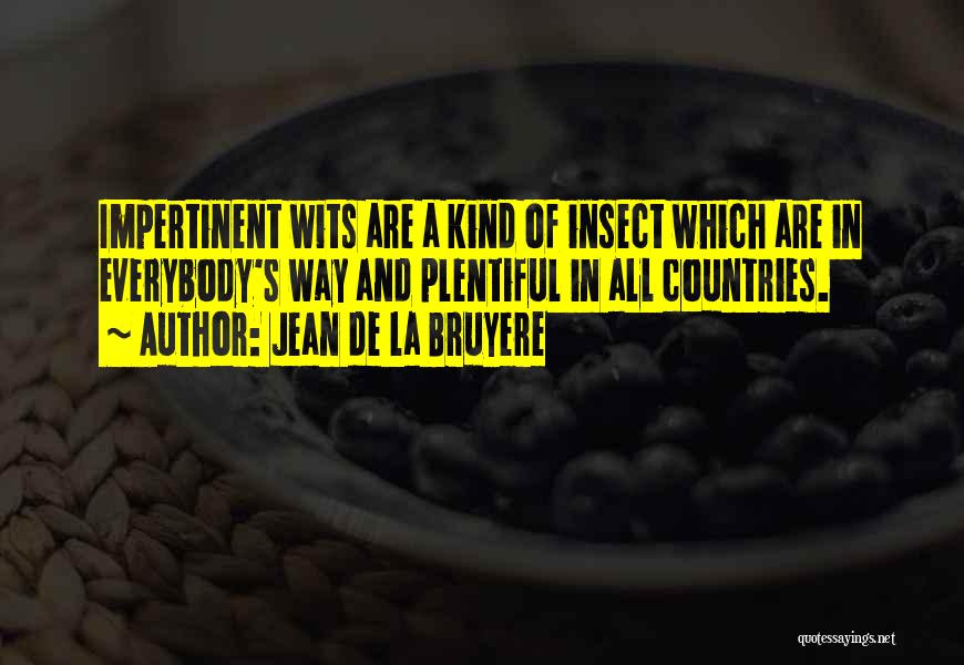 Jean De La Bruyere Quotes: Impertinent Wits Are A Kind Of Insect Which Are In Everybody's Way And Plentiful In All Countries.