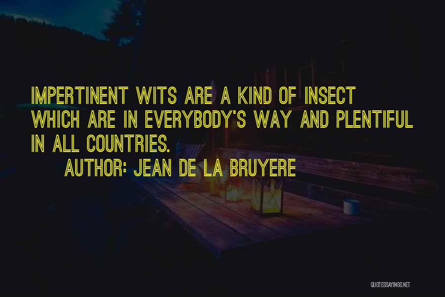 Jean De La Bruyere Quotes: Impertinent Wits Are A Kind Of Insect Which Are In Everybody's Way And Plentiful In All Countries.