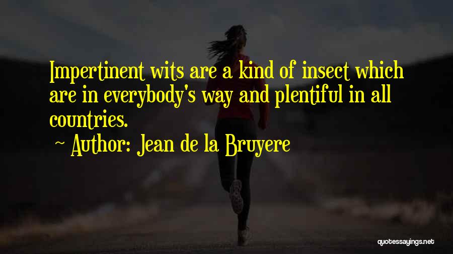 Jean De La Bruyere Quotes: Impertinent Wits Are A Kind Of Insect Which Are In Everybody's Way And Plentiful In All Countries.