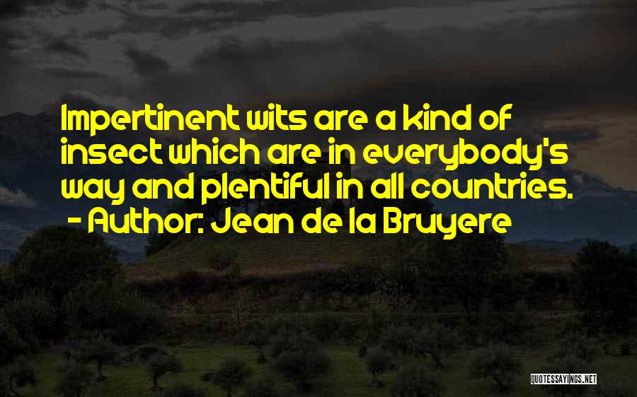 Jean De La Bruyere Quotes: Impertinent Wits Are A Kind Of Insect Which Are In Everybody's Way And Plentiful In All Countries.