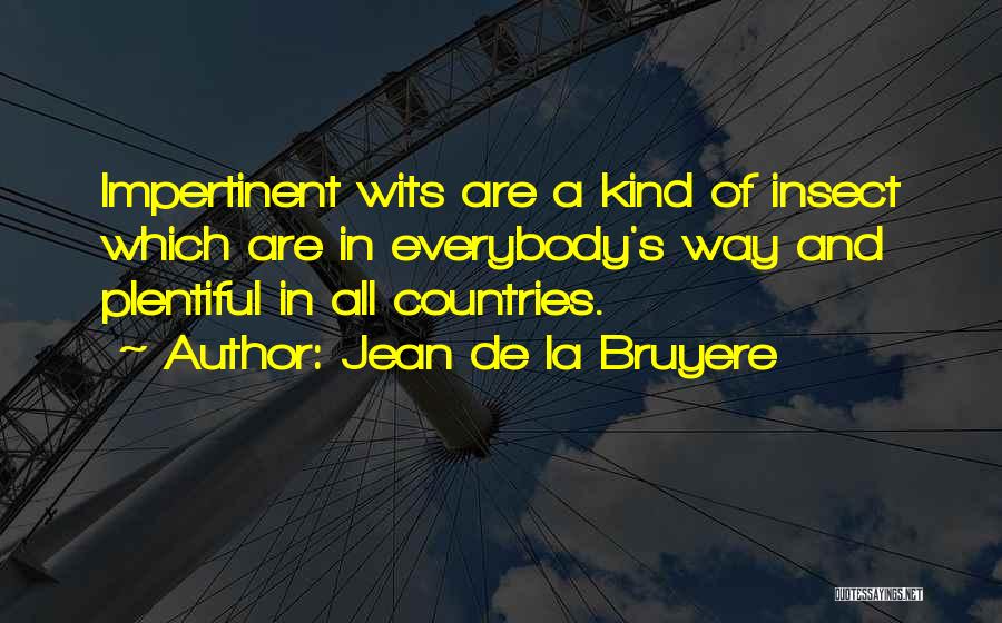 Jean De La Bruyere Quotes: Impertinent Wits Are A Kind Of Insect Which Are In Everybody's Way And Plentiful In All Countries.