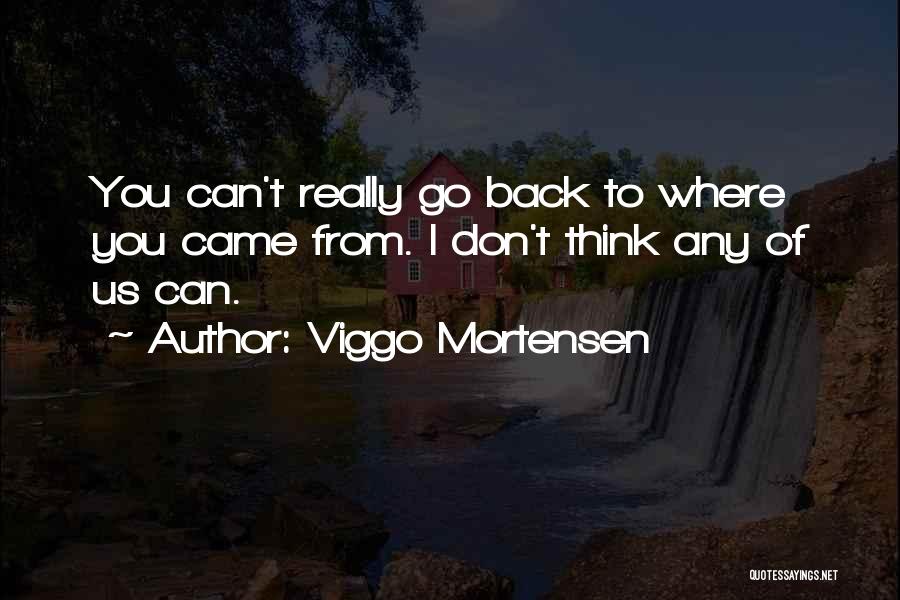 Viggo Mortensen Quotes: You Can't Really Go Back To Where You Came From. I Don't Think Any Of Us Can.