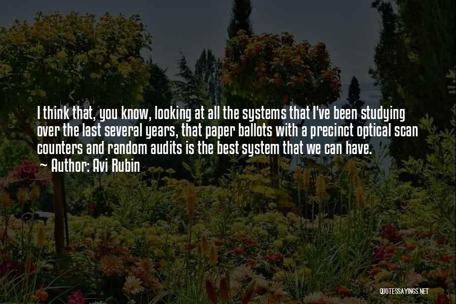 Avi Rubin Quotes: I Think That, You Know, Looking At All The Systems That I've Been Studying Over The Last Several Years, That