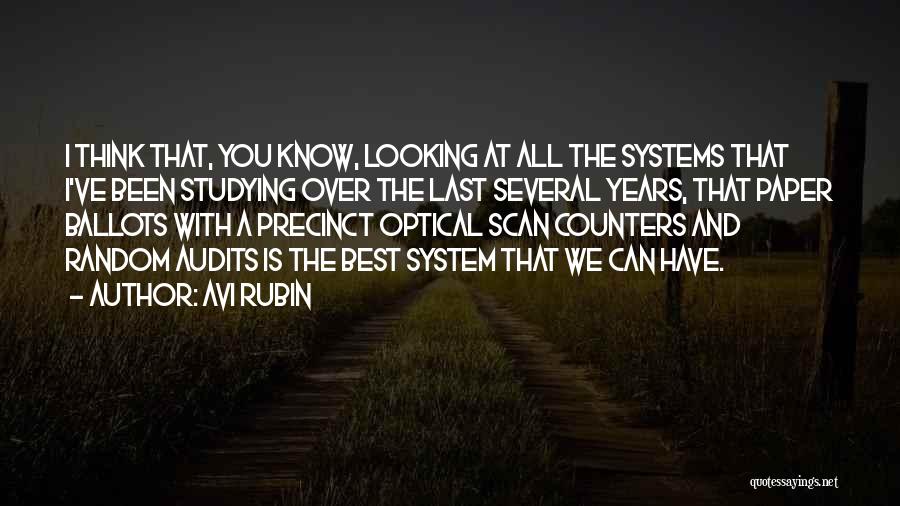 Avi Rubin Quotes: I Think That, You Know, Looking At All The Systems That I've Been Studying Over The Last Several Years, That