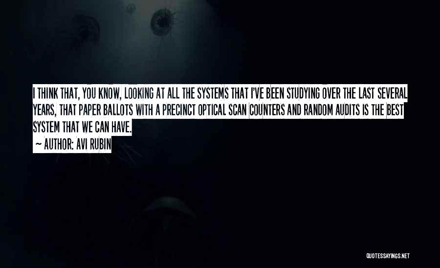 Avi Rubin Quotes: I Think That, You Know, Looking At All The Systems That I've Been Studying Over The Last Several Years, That