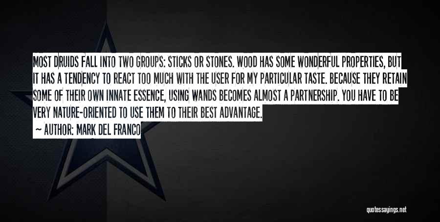 Mark Del Franco Quotes: Most Druids Fall Into Two Groups: Sticks Or Stones. Wood Has Some Wonderful Properties, But It Has A Tendency To