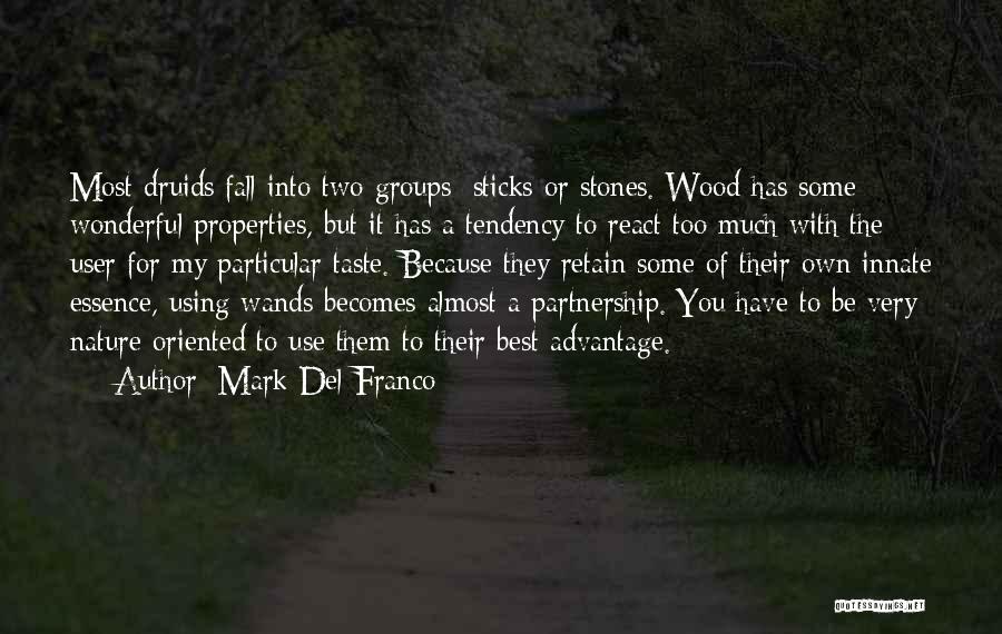 Mark Del Franco Quotes: Most Druids Fall Into Two Groups: Sticks Or Stones. Wood Has Some Wonderful Properties, But It Has A Tendency To