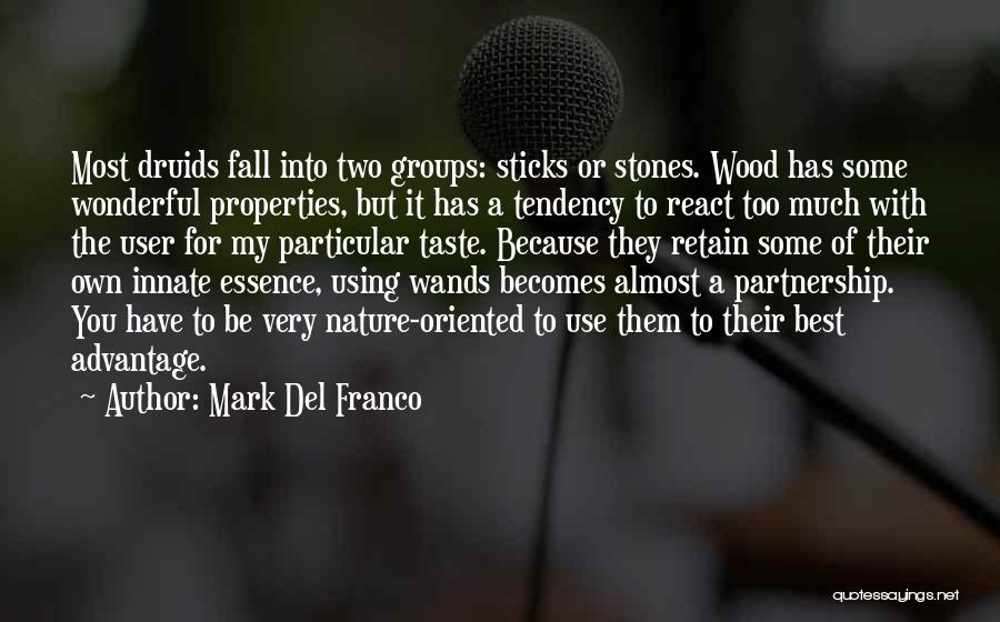 Mark Del Franco Quotes: Most Druids Fall Into Two Groups: Sticks Or Stones. Wood Has Some Wonderful Properties, But It Has A Tendency To