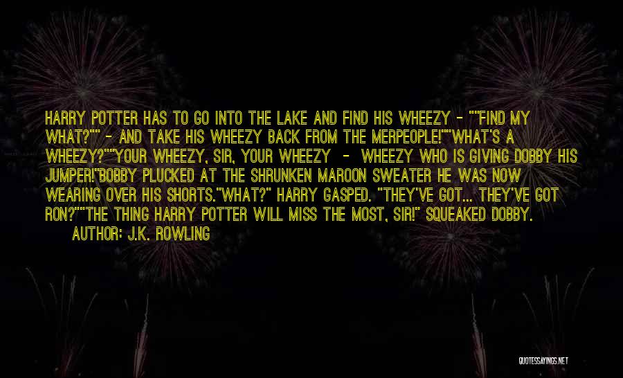 J.K. Rowling Quotes: Harry Potter Has To Go Into The Lake And Find His Wheezy - Find My What? - And Take His