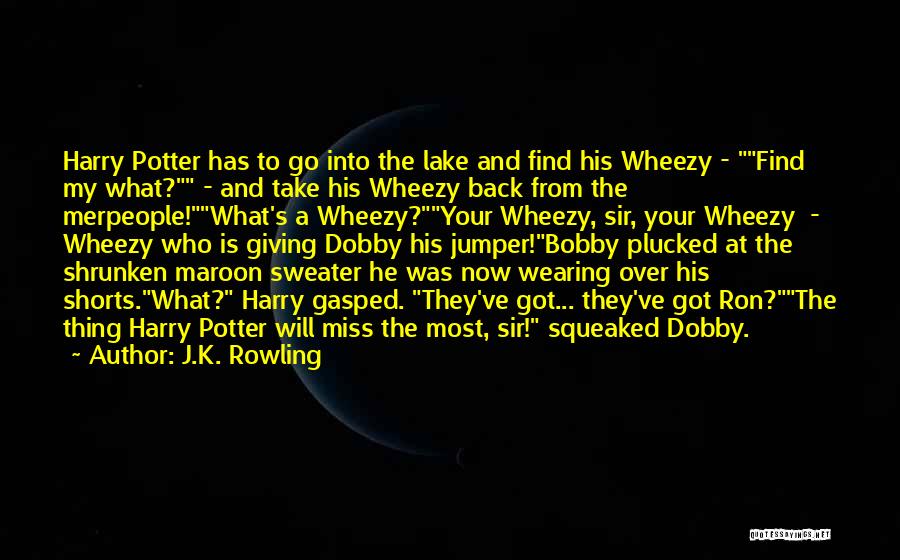 J.K. Rowling Quotes: Harry Potter Has To Go Into The Lake And Find His Wheezy - Find My What? - And Take His