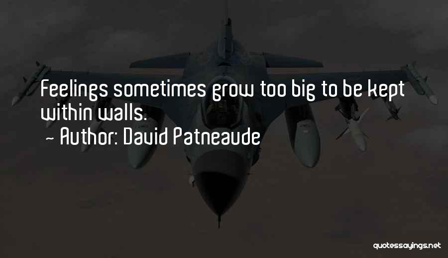 David Patneaude Quotes: Feelings Sometimes Grow Too Big To Be Kept Within Walls.