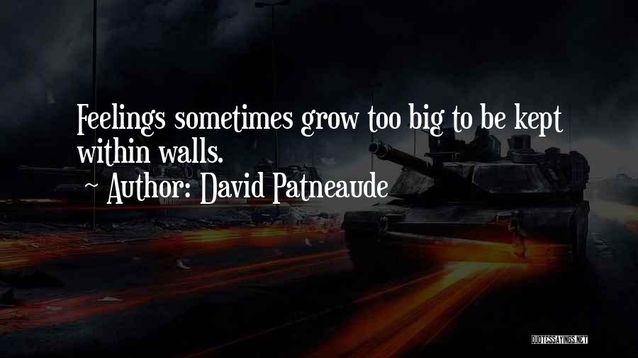 David Patneaude Quotes: Feelings Sometimes Grow Too Big To Be Kept Within Walls.